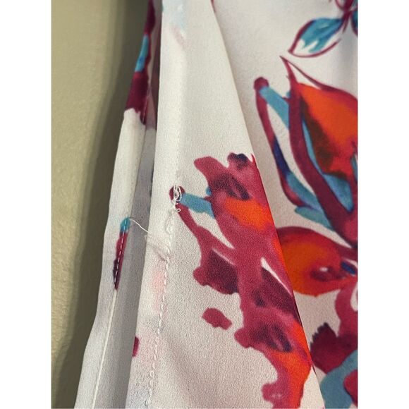 Devlin Womens White Pink Floral Cold Shoulder Off the Shoulder Blouse Medium - Picture 7 of 14